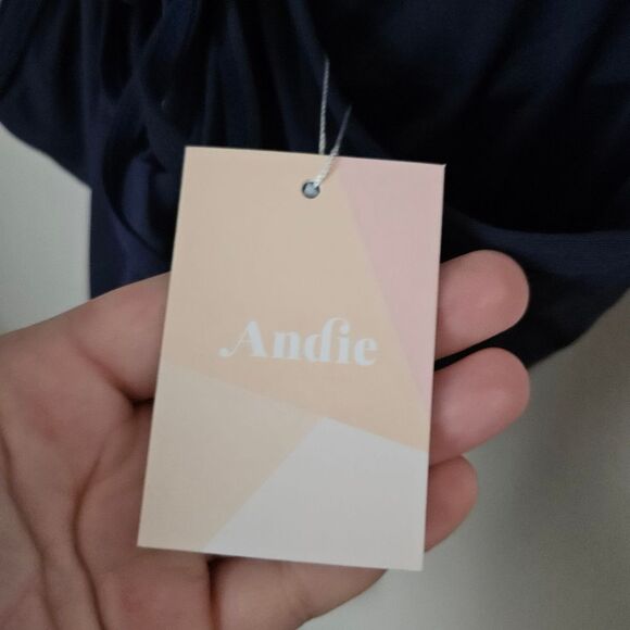 Andie Swim One Piece Bathing Suit LT Paloma Navy Tall Tie Back Neutral Vacation - Picture 10 of 14